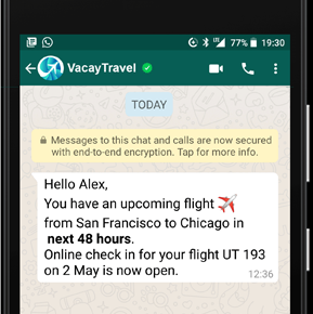 whatapp chatbot for travel